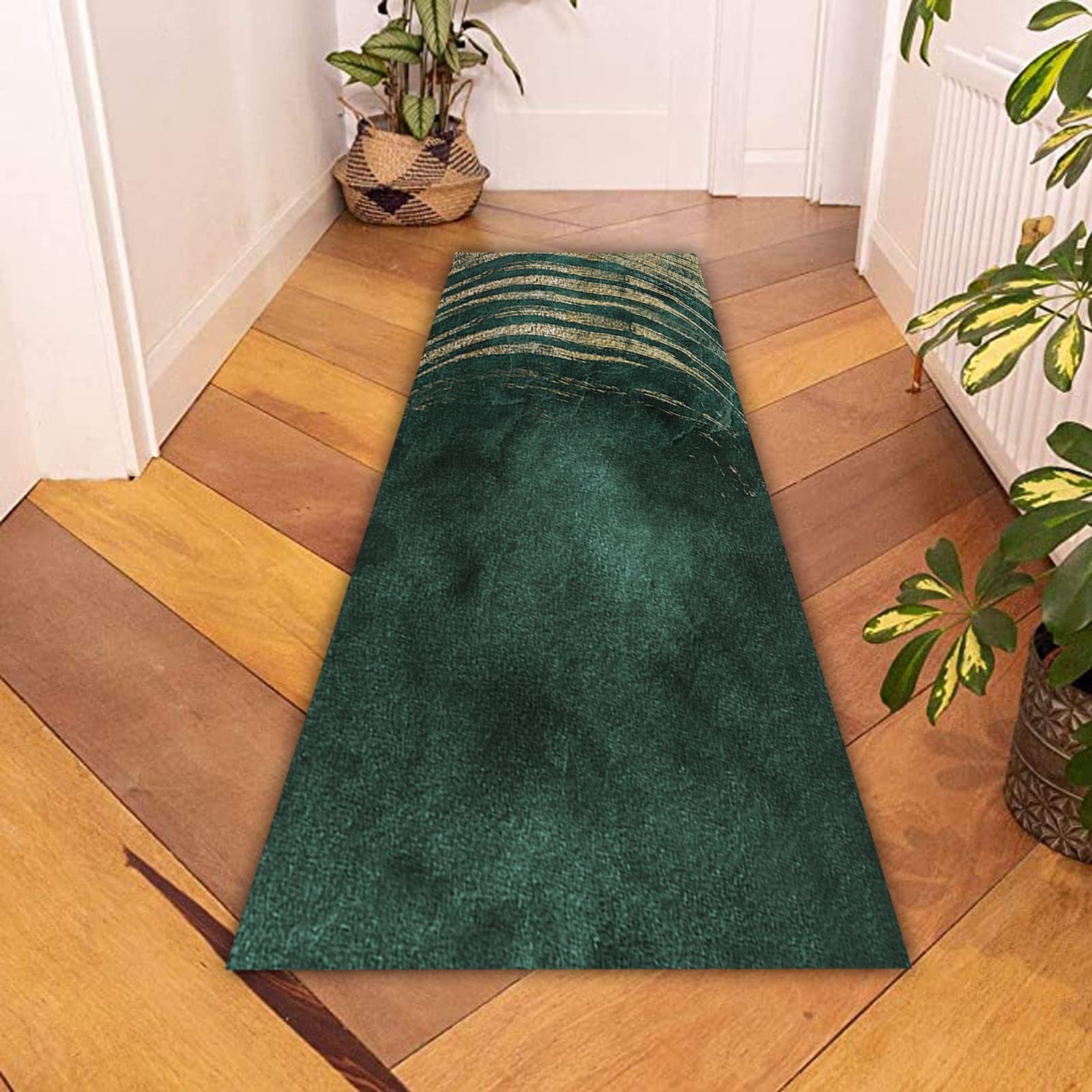 Moderni tappeti per corridori Verdi per Scale di corridoio, Tappeto Lungo corridori Domestici corridoio Stretto Tappeto Runner Lavabile Antiscivolo tappetini, Larghezza 60 cm 80cm 100 cm 120 cm