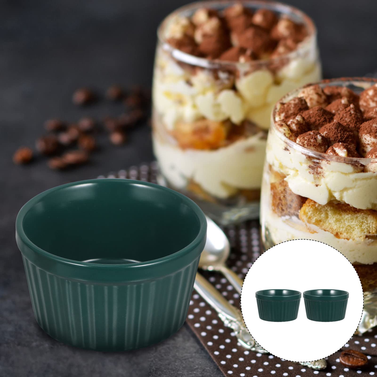 Ramequins en Céramique Plats en Porcelaine: Tasses à Cuisson à la Crème de Dessert 2 Pièces Bols à Pudding Ronds en Céramique Ramequins Ustensiles de Cuisson pour la Cuisson Servir Crème Brûlée Gâteau