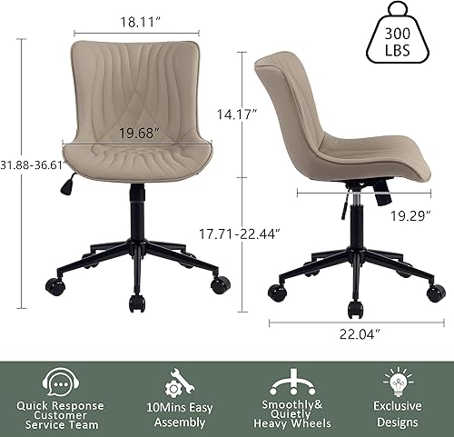 Miniatura 2 de YOUTASTE Silla de oficina moderna sin brazos, silla de trabajo giratoria de altura ajustable, silla de trabajo para computadora, silla de costura de