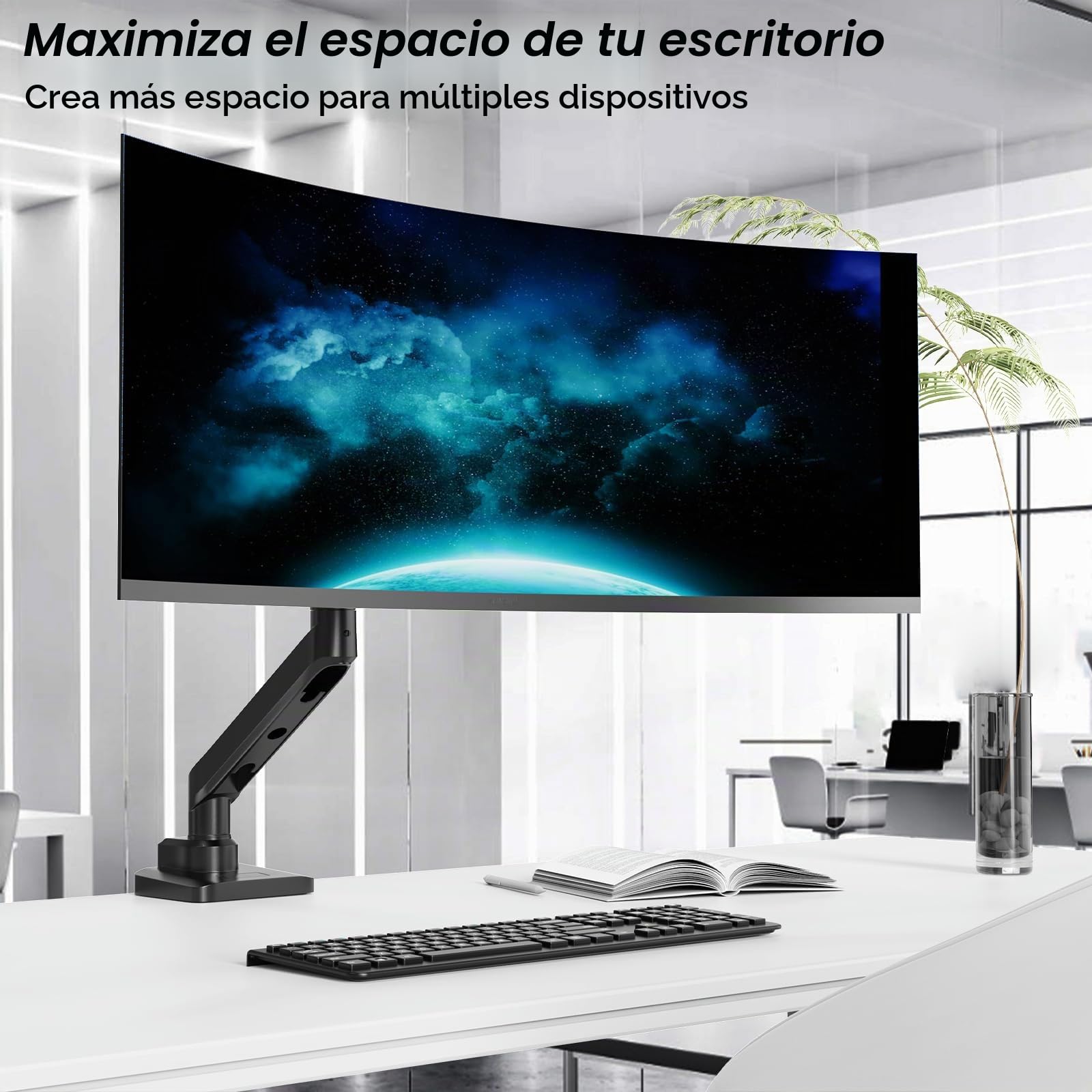 Soporte de Monitor para Pantalla Plana y Curvada de 17-49 Pulgadas, Robusto Soporte de Monitor de Gas con Altura Regulable con inclinaciones, Mayor Capacidad de Carga de 2 – 20 kg,VESA 75/100 mm
