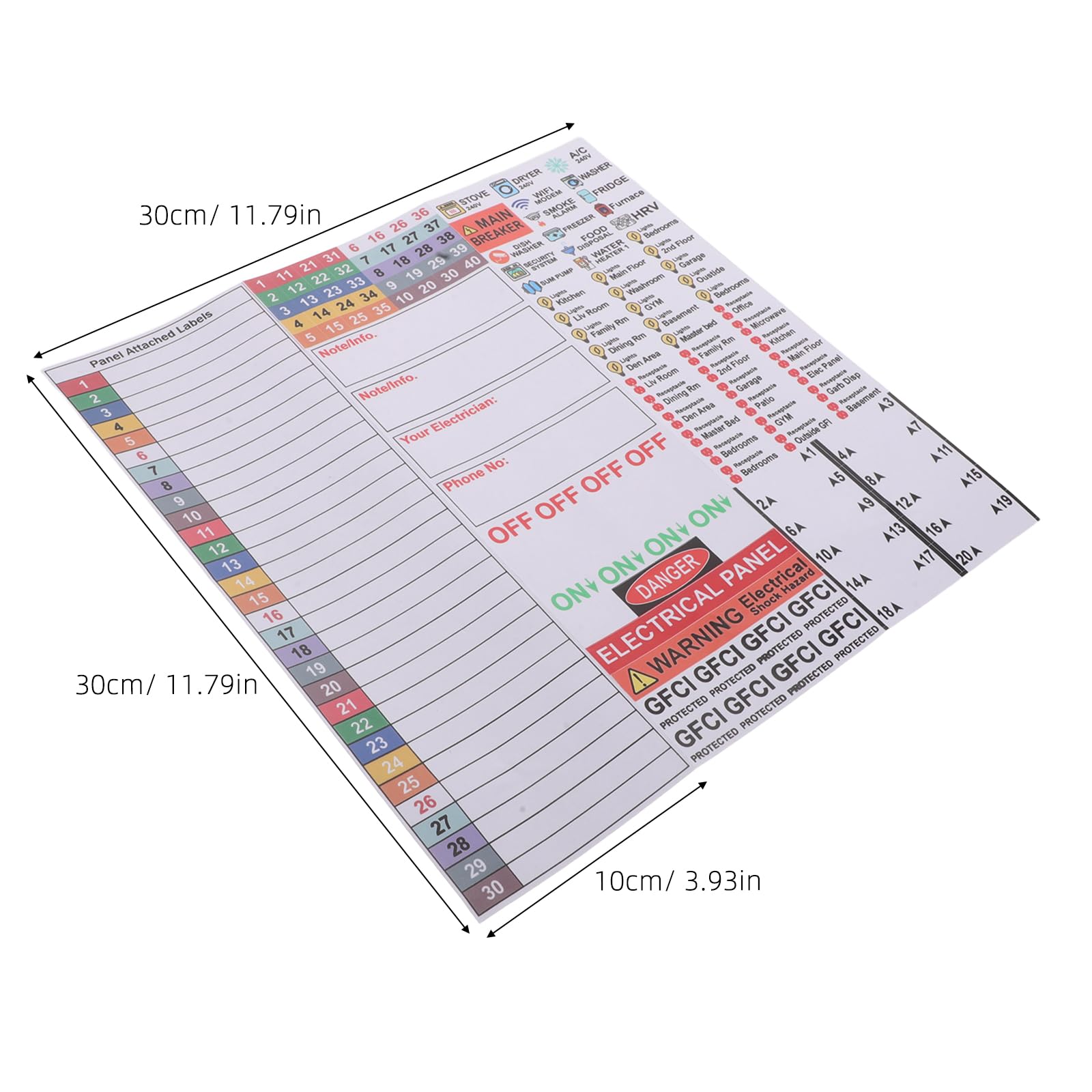 iplusmile Étiquettes Autocollantes Pvc pour Tableaux Électriques – Lot 1 Feuille – Autocollants Colorés pour Codage Visuel, Identification Sécurisée des Boîtes de Disjoncteurs, Usage