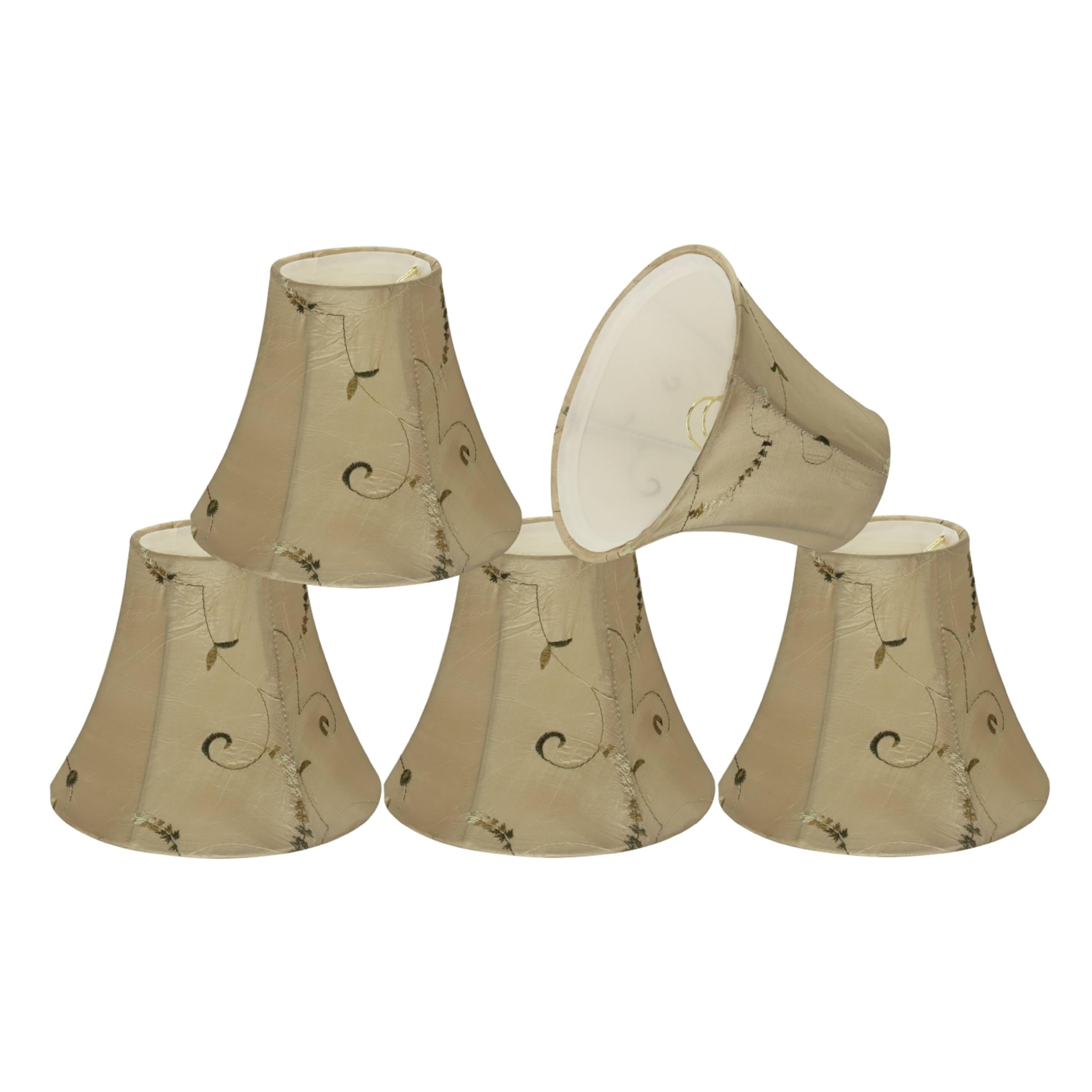 Aspen Creative 30009 Small Bell Shape Chandelier Clip-On Lamp Shade, Gold, 3" Top x 6" Bottom x 5" Slant