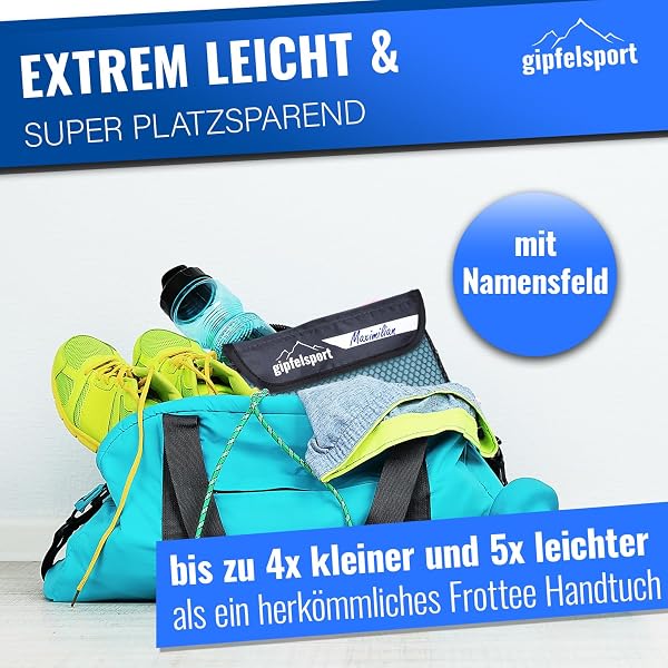 Gipfelsport Asciugamano in Microfibra | Telo da Mare e da Viaggio | Si Asciuga Velocemente, è Leggerissimo e Salva Spazio | per Bambini, Uomini e Donne - 3