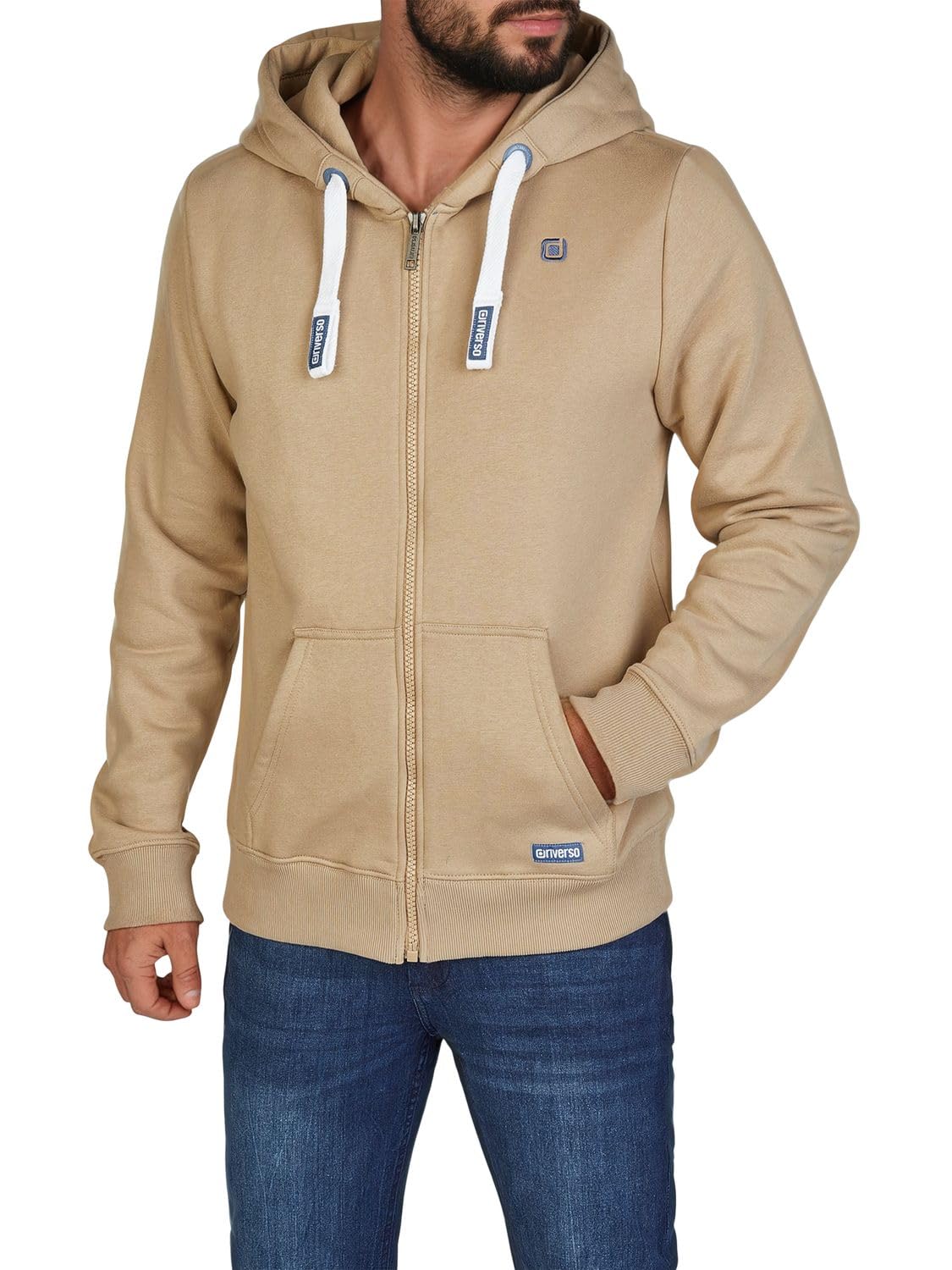 riverso RIVNoah - Sudadera de algodón con capucha y cremallera para hombre, básica, lisa (tallas S, M, L, XL, 2XL, 3XL, 4XL, 5XL), color negro