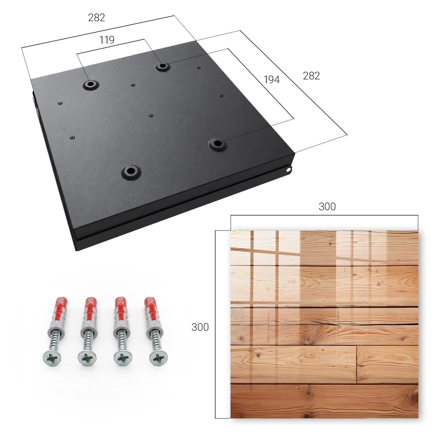 Portachiavi da muro 30x30 cm Tavole di legno Porta Sinistra Nero | Appendiabiti | Bacheca | Vetrinetta | Nicchia | Casellario | Armadio | Gancio | Quadro | Mobiletto | Contenitore | Supporto