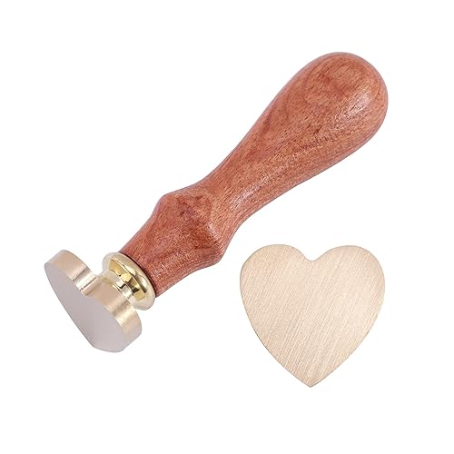 Miniatura 2 de Yoption Sello de cera en blanco de 0.984 in con forma de corazón, cabeza de latón sin tallar para invitaciones, sobres, embalaje de vino, envoltura
