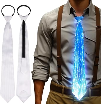 XGOOD Light Up Tie Rechargeable Fiber Optic Fabric Led Tie | Novelty Necktie Light Up Clothes Accessories for Disco,Show,Bars,Glow Party and EDM