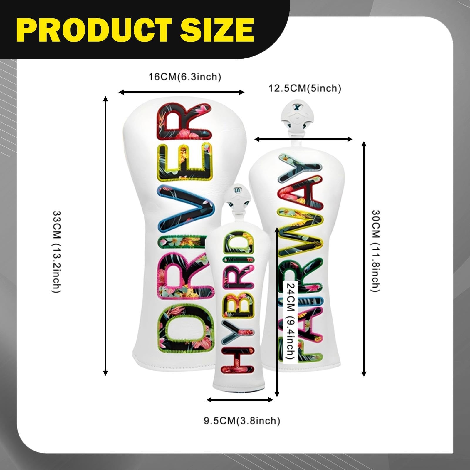 3 Piezas Fundas para Cabeza de Palo de Golf Cubiertas para Driver Y UT Híbrido Material PU Impermeable Forro Suave Y Protector Apto para Hombr