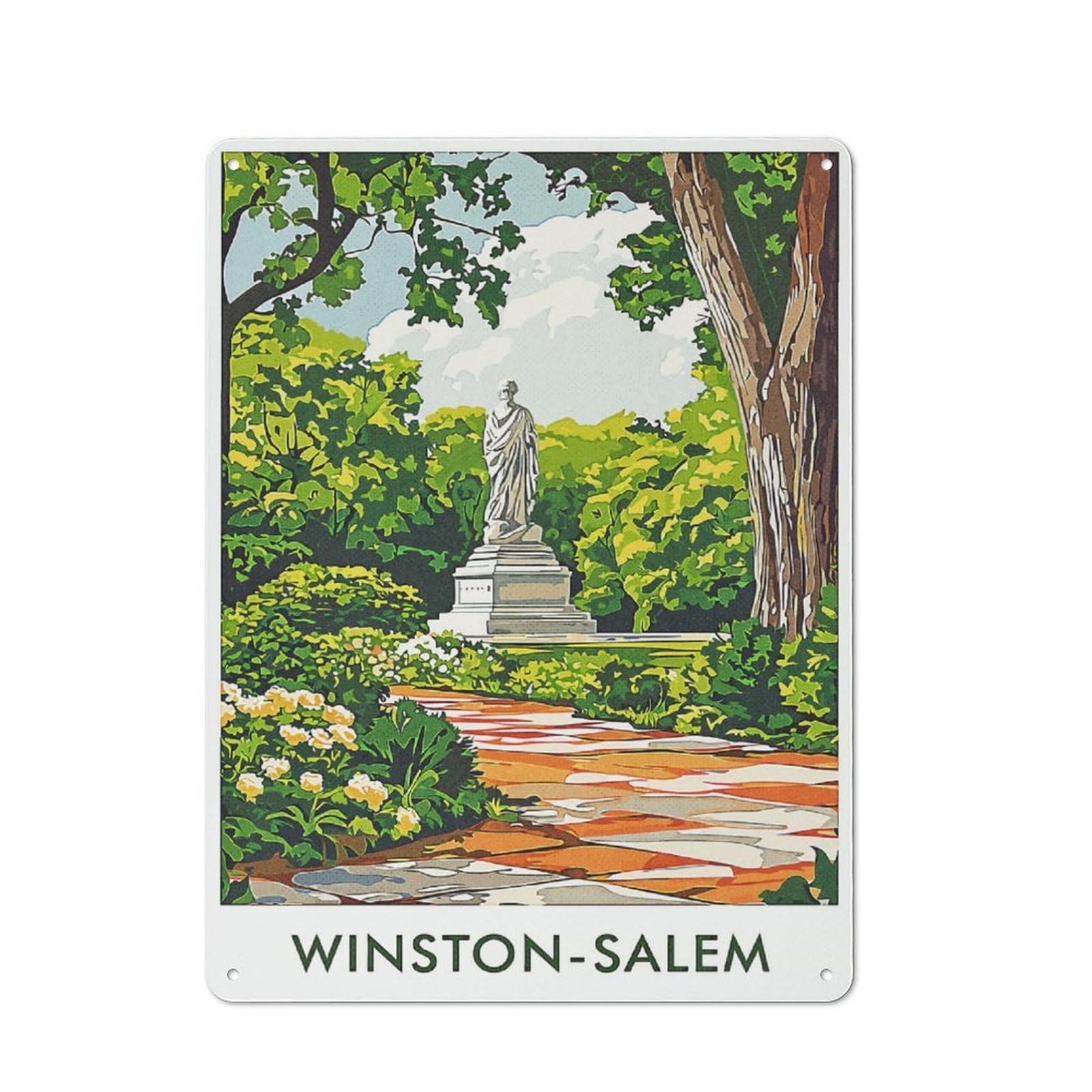 Junmoney Style-2 Winston-Salem Garden Statue Warehouse Style Metal Wall Decor 40X30cm, Metal Wall Sign For Workspace, Cafe, Hallway Or Garage