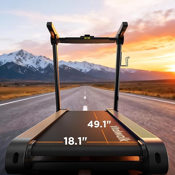 Vitalwalk Foldable Treadmill with Auto Incline, Commercial 49x18 Wide Running Belt, 10MPH, 3.5HP Brushless, Walking Pad Treadmill for Home, Auto Folding, No Installation, 350LBS, APP