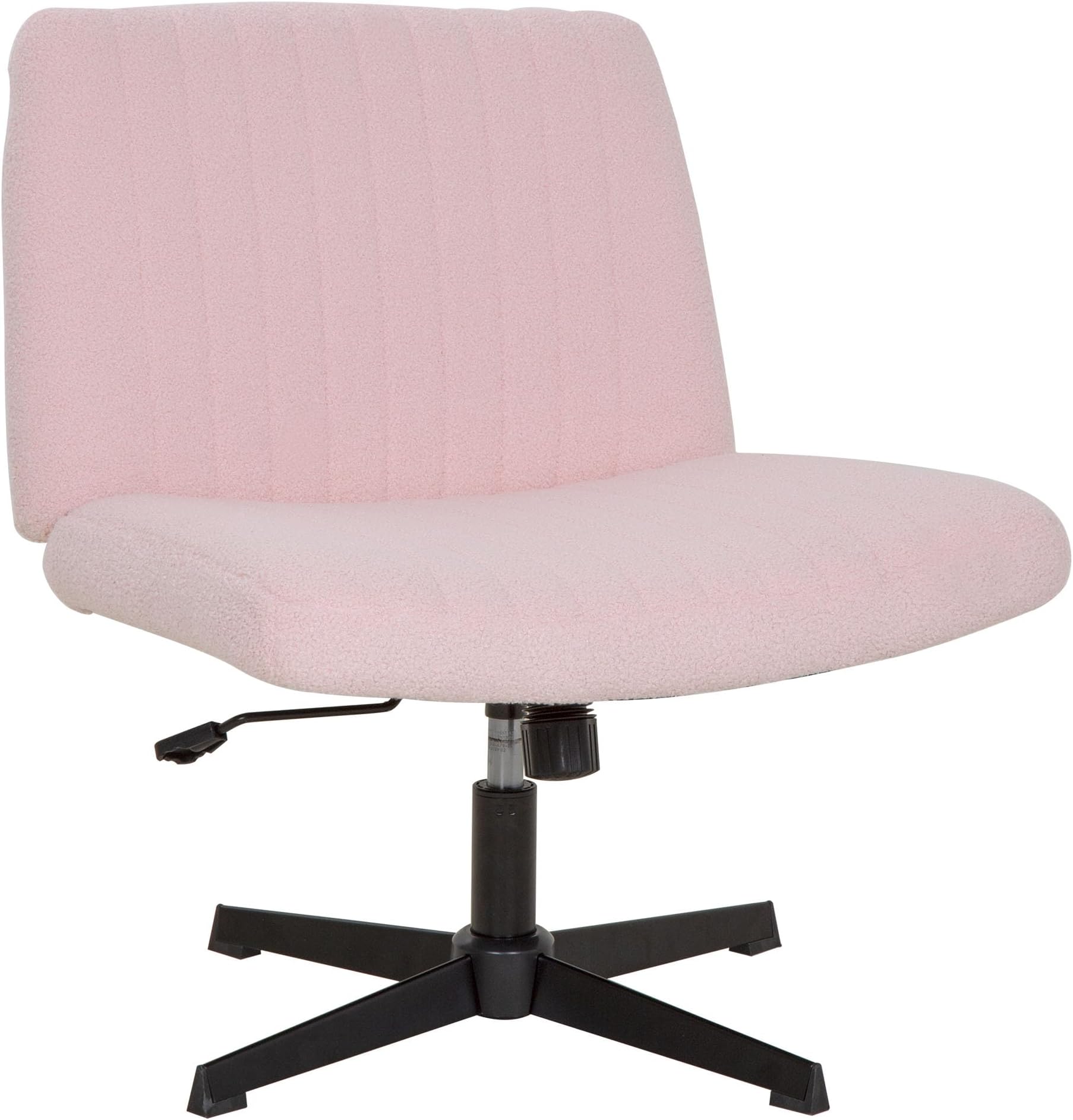 FDW Criss Cross Chair Armless Cross Legged Office Desk Chair Adjustable Swivel Ergonomic Gaming Chair No Wheels Backrest with Wide Seat Native Sponge Computer Task Vanity Chair for Home Office,Pink