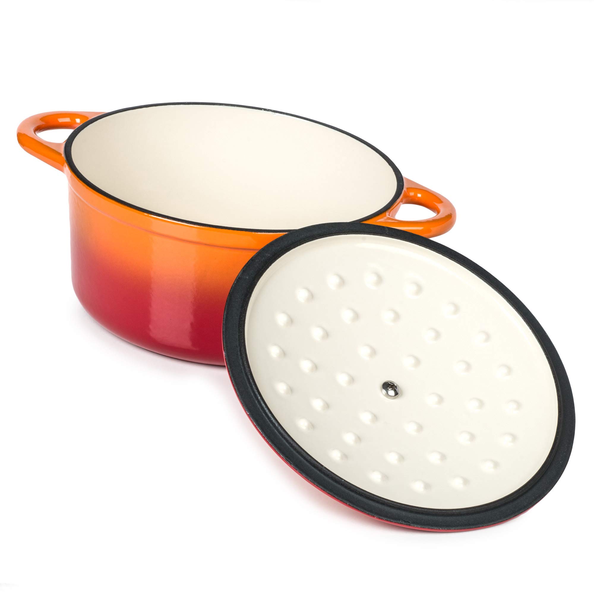 Round Casserole Dish Cast Iron Cauldron Induction and Gas Safe Non