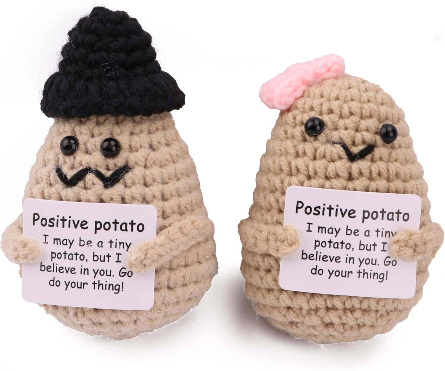 2PCS Mini Cute Creative Crochet Potatoes, Potato Crochet Wool, Handmade New Year Gifts, Birthday Gifts, Friends' Parties, Home Decoration to Encourage Refueling (Potato Hat)