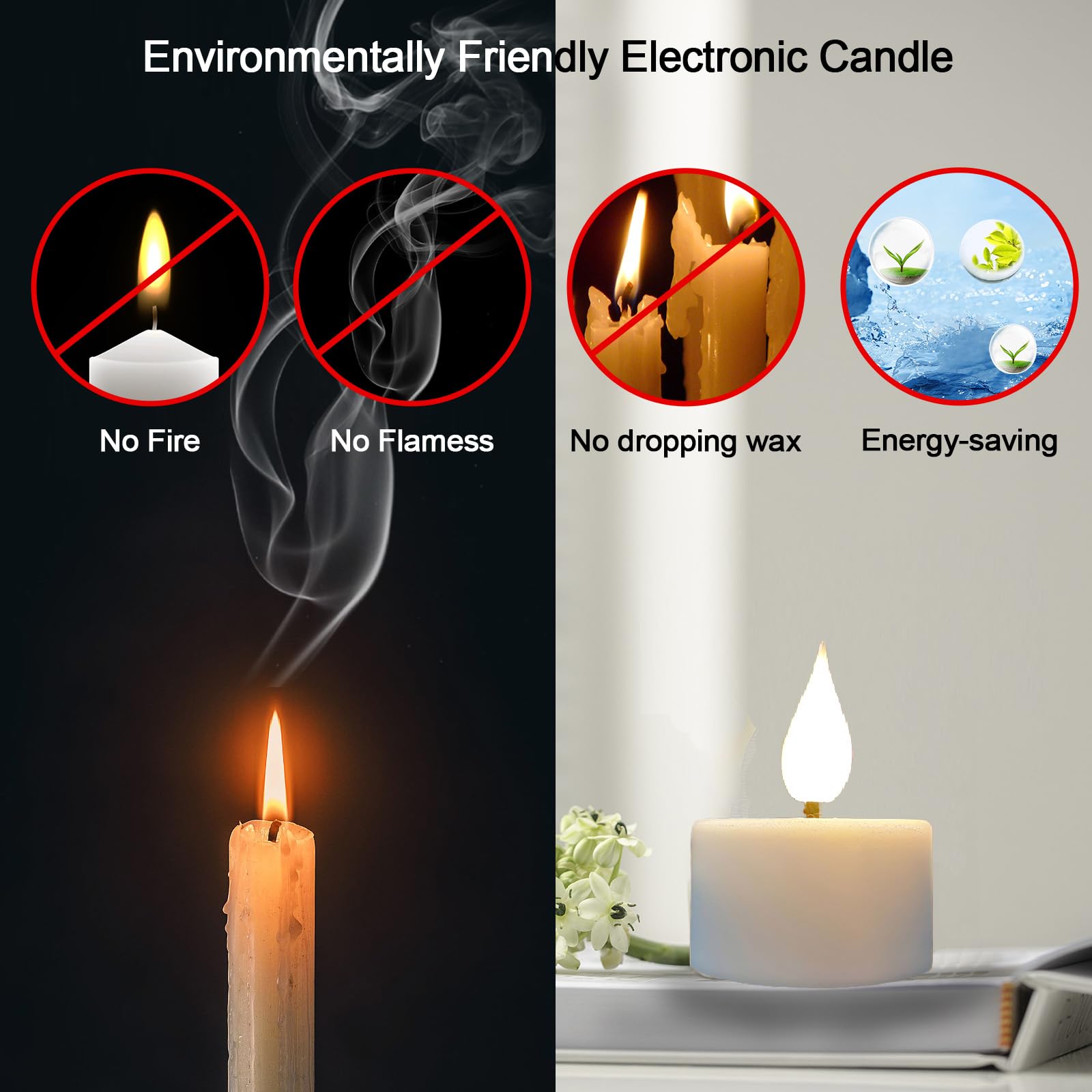 Lumini ricaricabili con telecomando e base di ricarica, 12 candele LED senza fiamma, funzionamento a batteria, candele votive a LED tremolanti con timer per Halloween, Natale, matrimonio