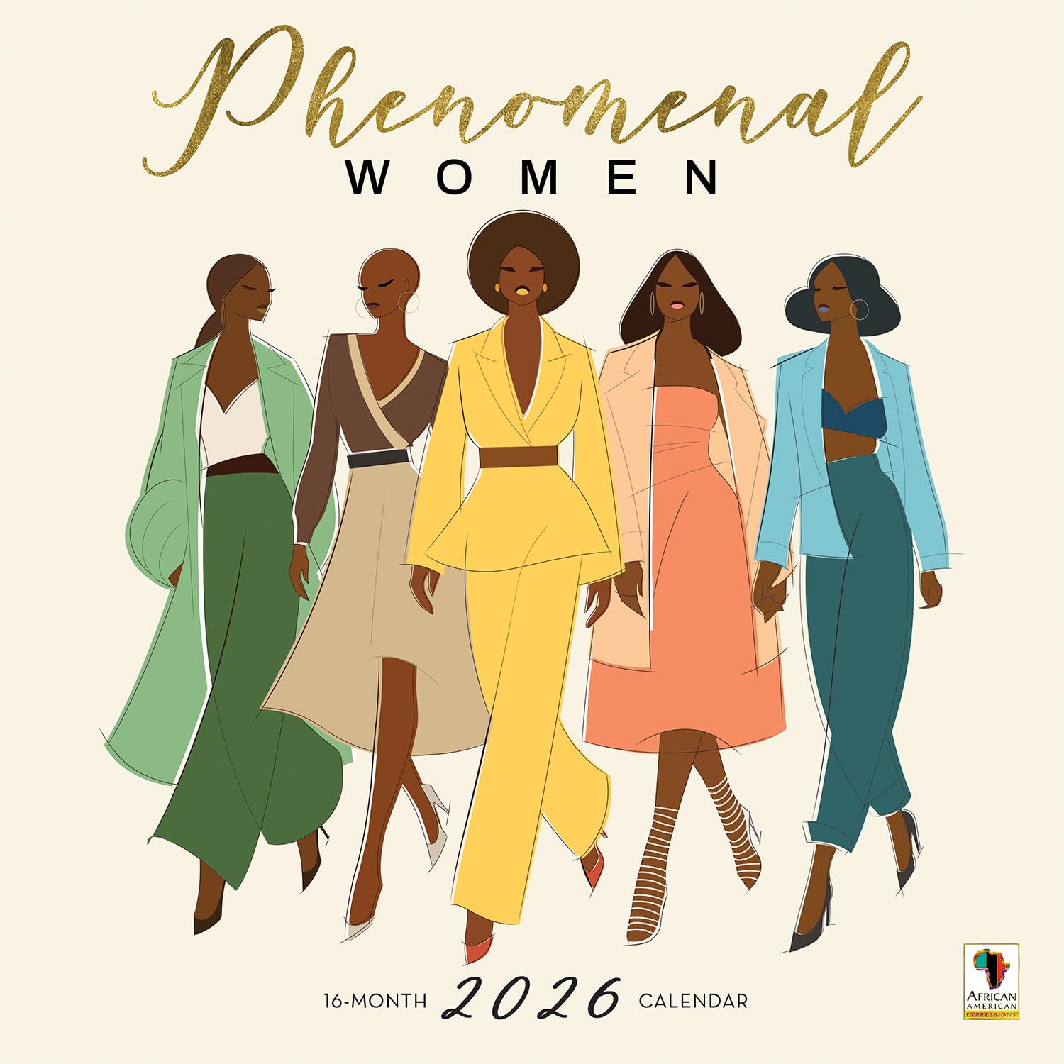 African American Expressions Calendarios de pared 2026 – Calendarios mensuales que celebran la cultura negra y la historia – Calendario colgante de 12 x 12 pulgadas – 16 meses (mujeres fenomenales)