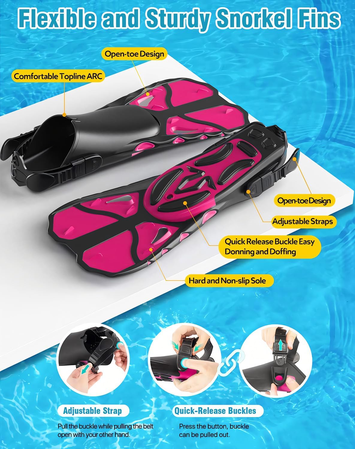 Color Pink Snorkel Set with Fins for Adults, Snorkeling Gear for Adults Men and Women, Snorkle, Mask Set Adults Dry Top Snorkel Mask Combo Set with Travel Bag for Snorkeling, Diving, Swimming