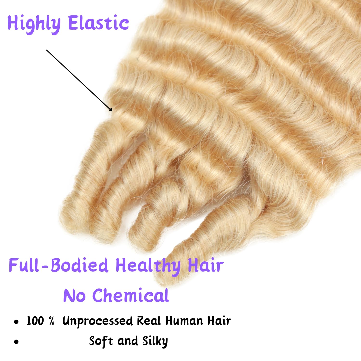 613 Blonde Burmese Curly Bundles Human Hair 16 18 20 Inch 3 Blonde Bundles 3C4A Deep Weave with Spiral Curly End Raw Human Hair Extensions 100% Unprocessed Unprocessed Brazilian Virgin Hair