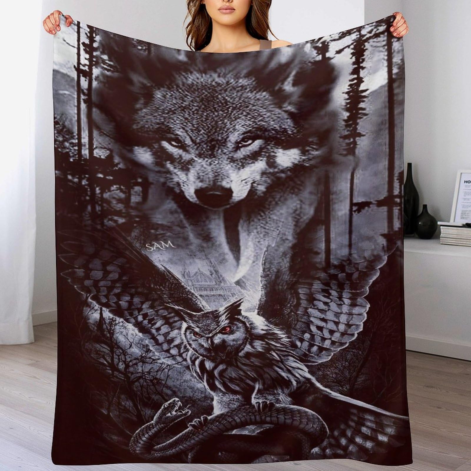 Couverture en loup 3D plaid original à offrir pour lit et voyage
