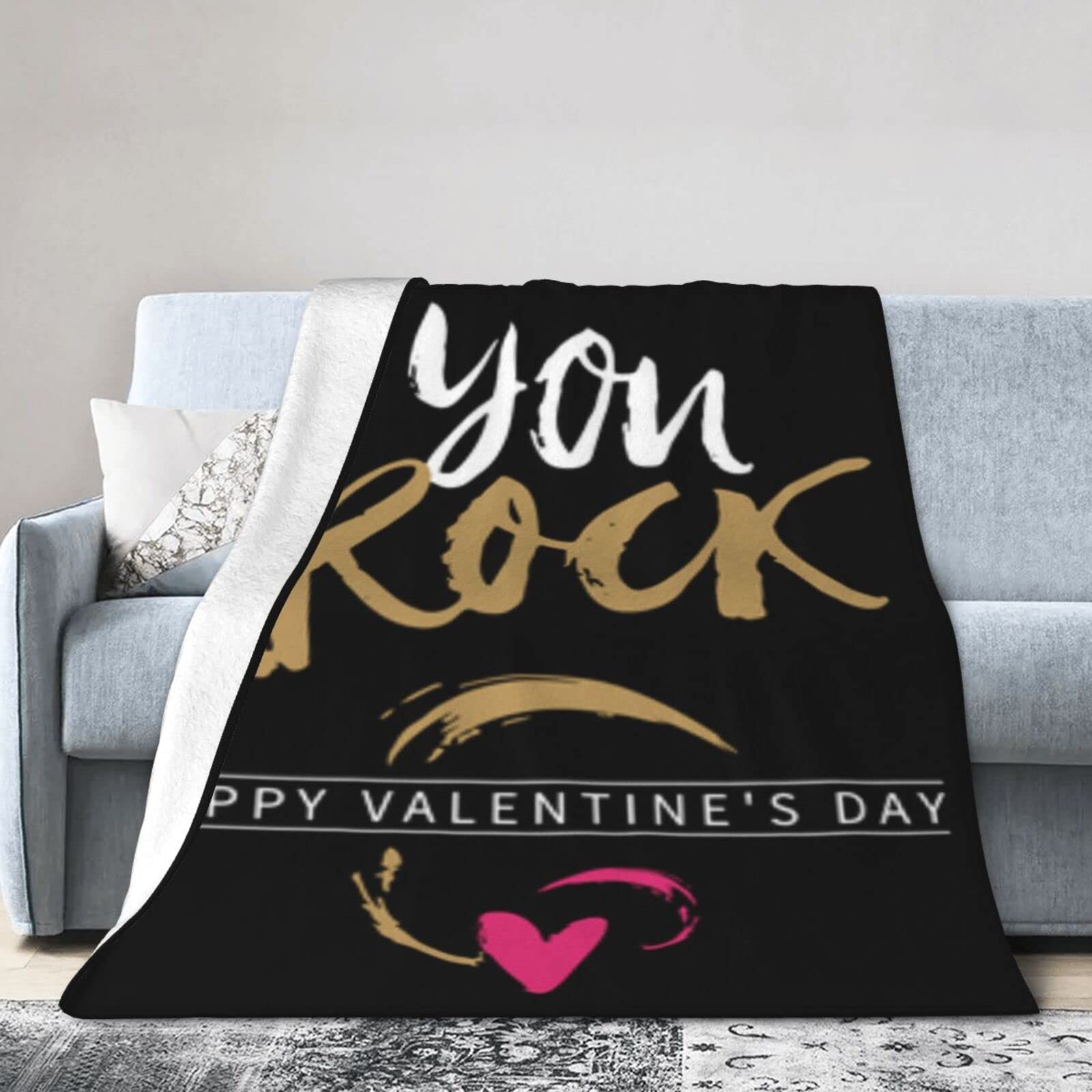 Lsjuee Flannel Fleece Blanket 40"X30" Happy Valentines Day Couple Lovers Sofa Throw Blanket Weighted Ultra-Soft Travel Spring Blankets for Adult Keep Warm