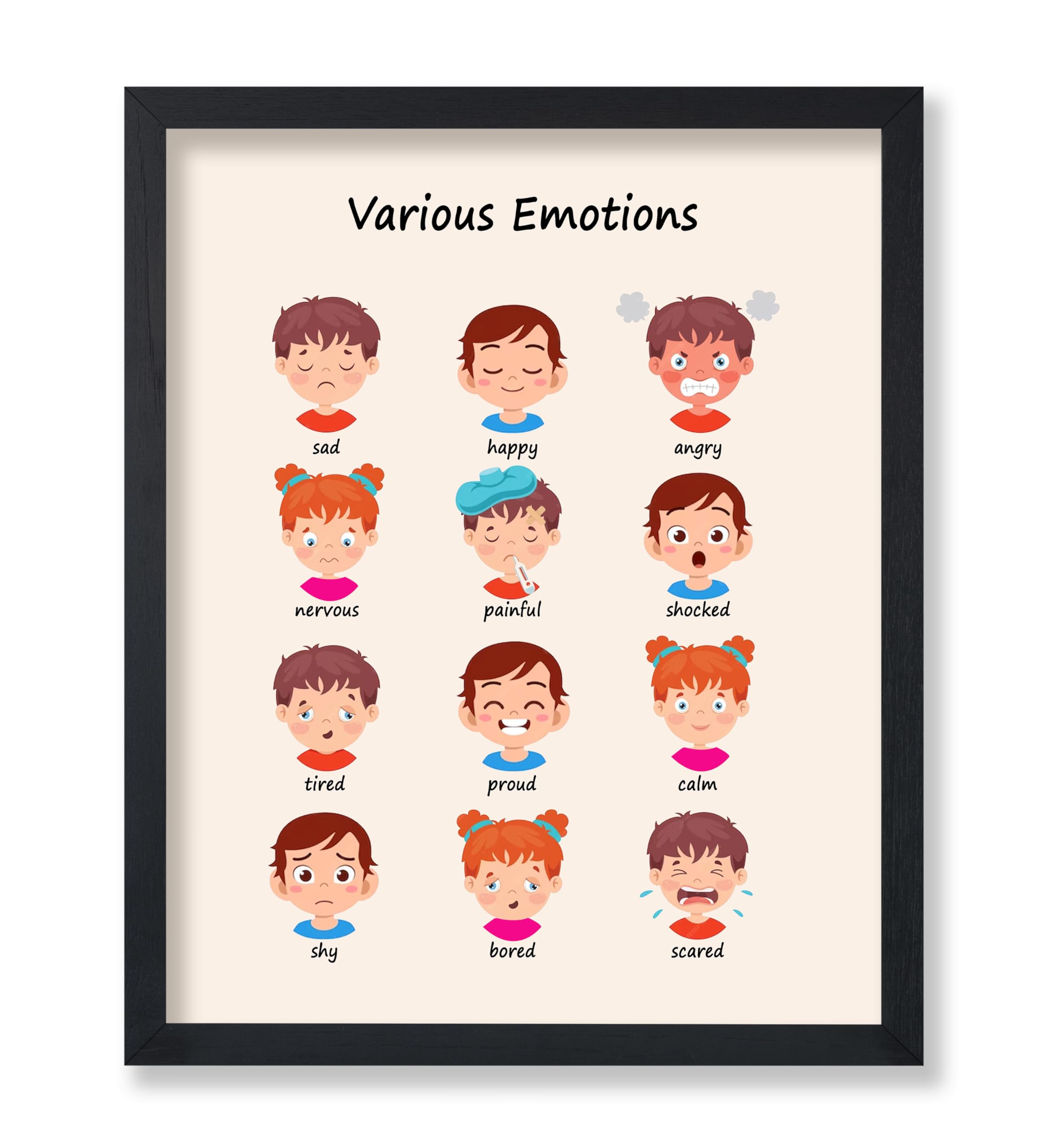 Poster Master Various Emotions Poster - Feelings Chart Print - Educational Art - Learning Materials Art - Gift for Kids, Students & Teachers - Decor