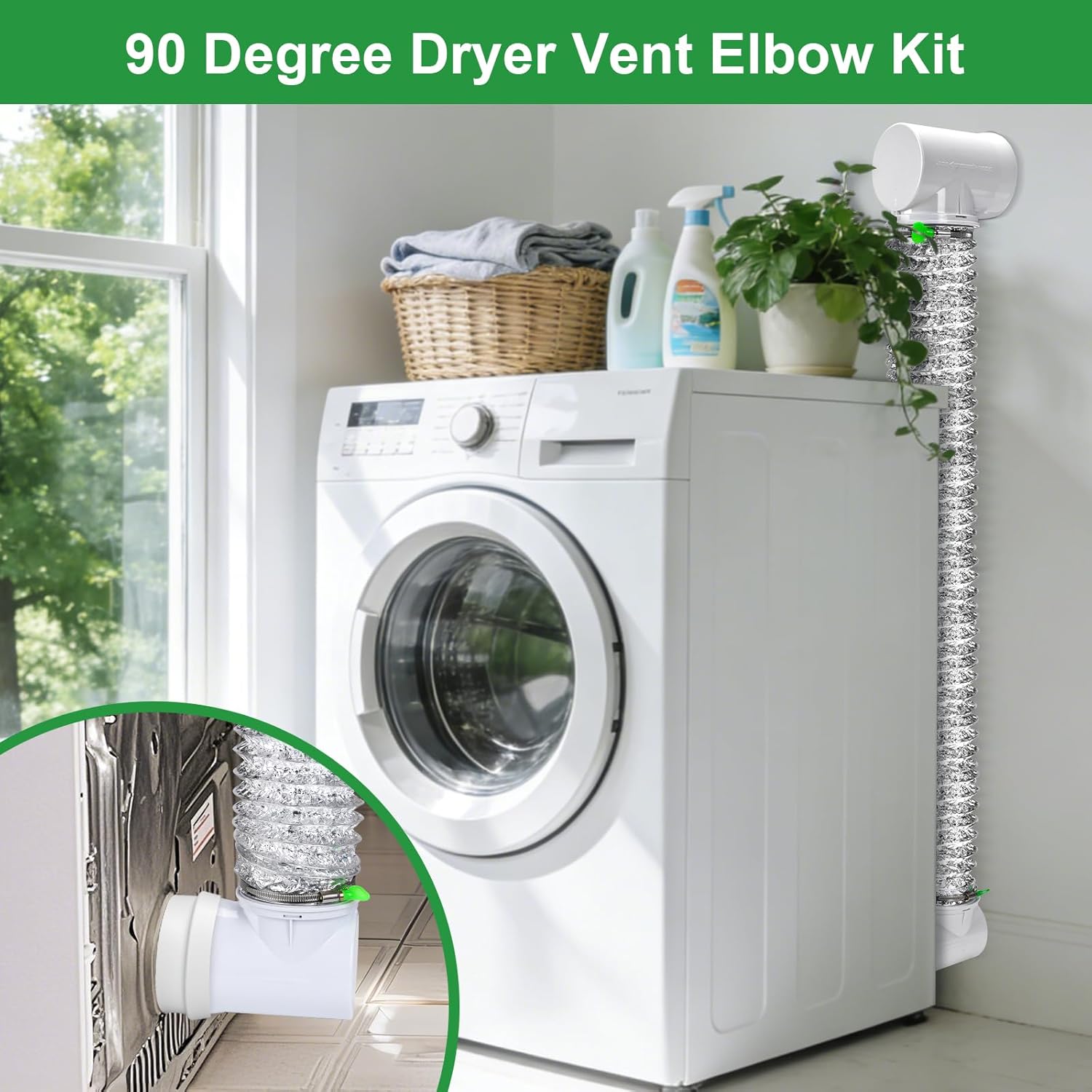 New Upgraded 90 Degree Dryer Vent Elbow(2 Pcs),Dryer Vent Duct Connector Kit,Dryer Vent Adapter with Rubber Seal,Dryer Vent Tight-Fit Connector Elbow for 4 Inch Dryer Duct Vent Hose.