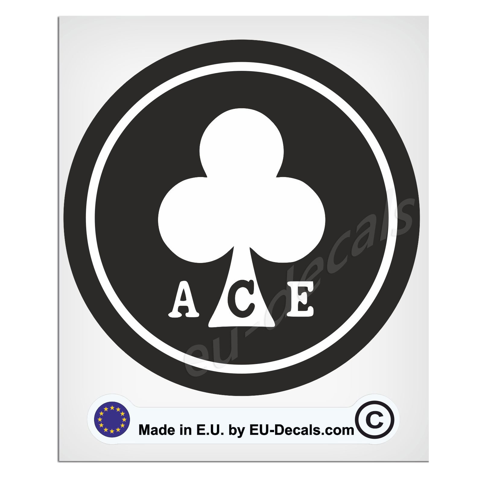 100mm-4'' Round ACE Black and White mod Laminated Decal Sticker