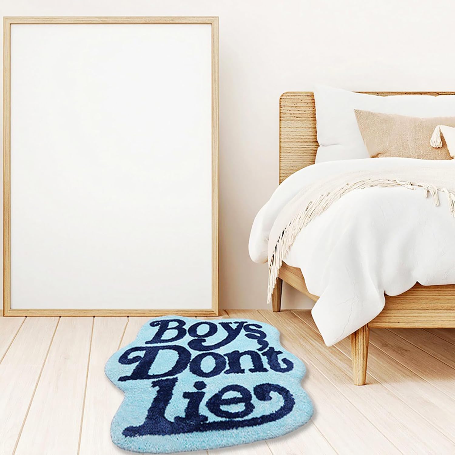 UKELER Boys Don't Lie Bathroom Rugs 39×35 Inch Cute Absorbent Accent Bathtub Rug Large Non Slip Bath Mat Soft Shaggy Bedroom Bedside Rug for Kids, Blue