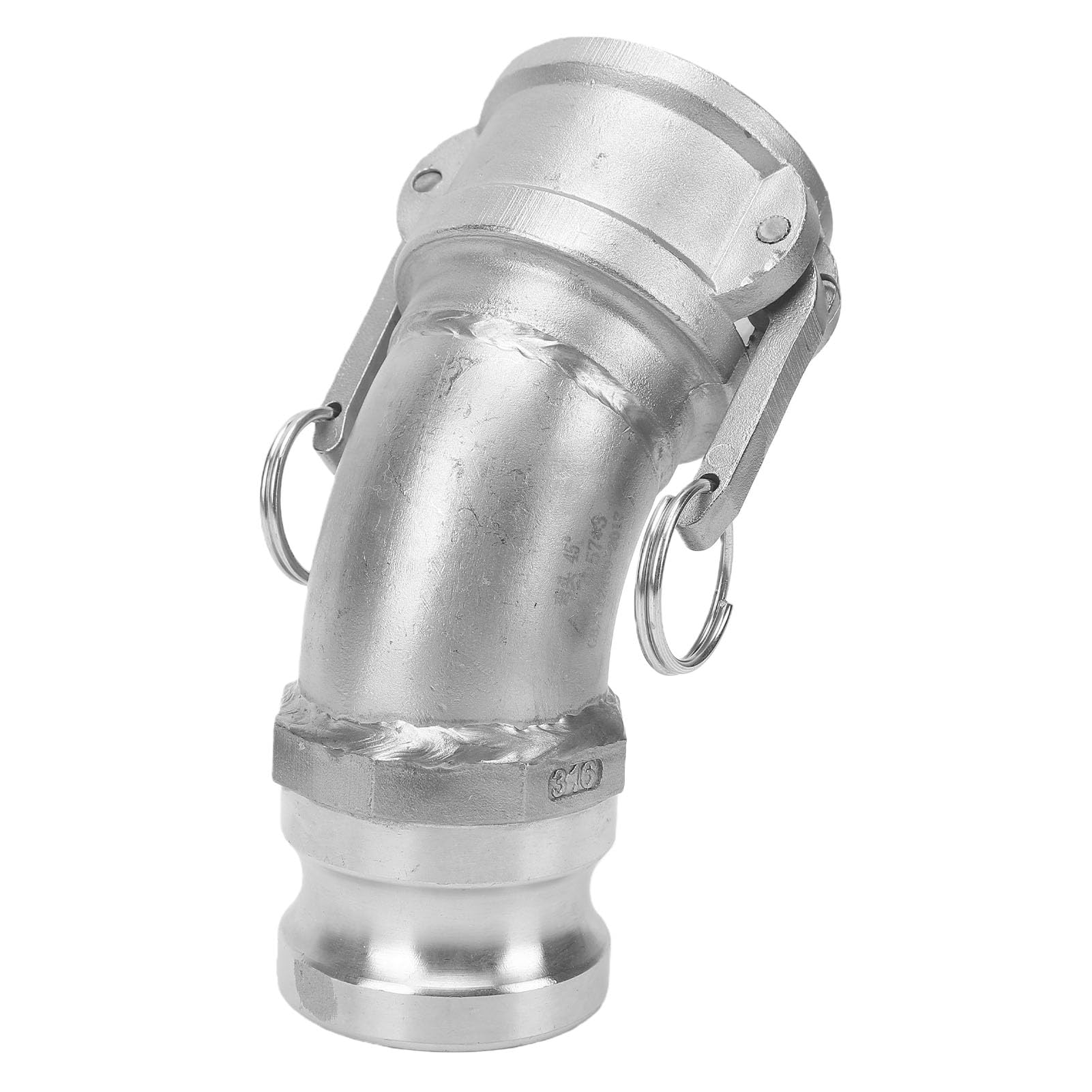 VBESTLIFE Conector de Manguera con Ranura y Leva DA, Codo de 45 Grados | Acoplamiento de manguera Camlock de rosca hembra de 2 pulgadas x rosca macho de 2 pulgadas, para agua gasolina aceite