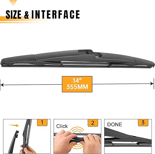 Vista 48 de AUTOBOO 12 limpiaparabrisas trasero de repuesto para Kia Sportage 2011-2016, Hyundai Elantra 09-12, Hyundai Tucson IX35 10-15, I30 - Repuesto