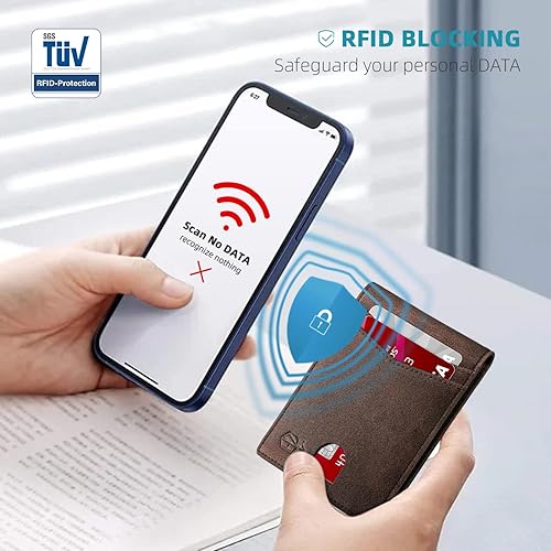 Miniatura 3 de Zitahli Slim Wallet for Men Gifts 12 Card Slots ID Window With Money Clip Minimalist RFID Front Pocket Bifold Leather Small Thin Gift Box Dad