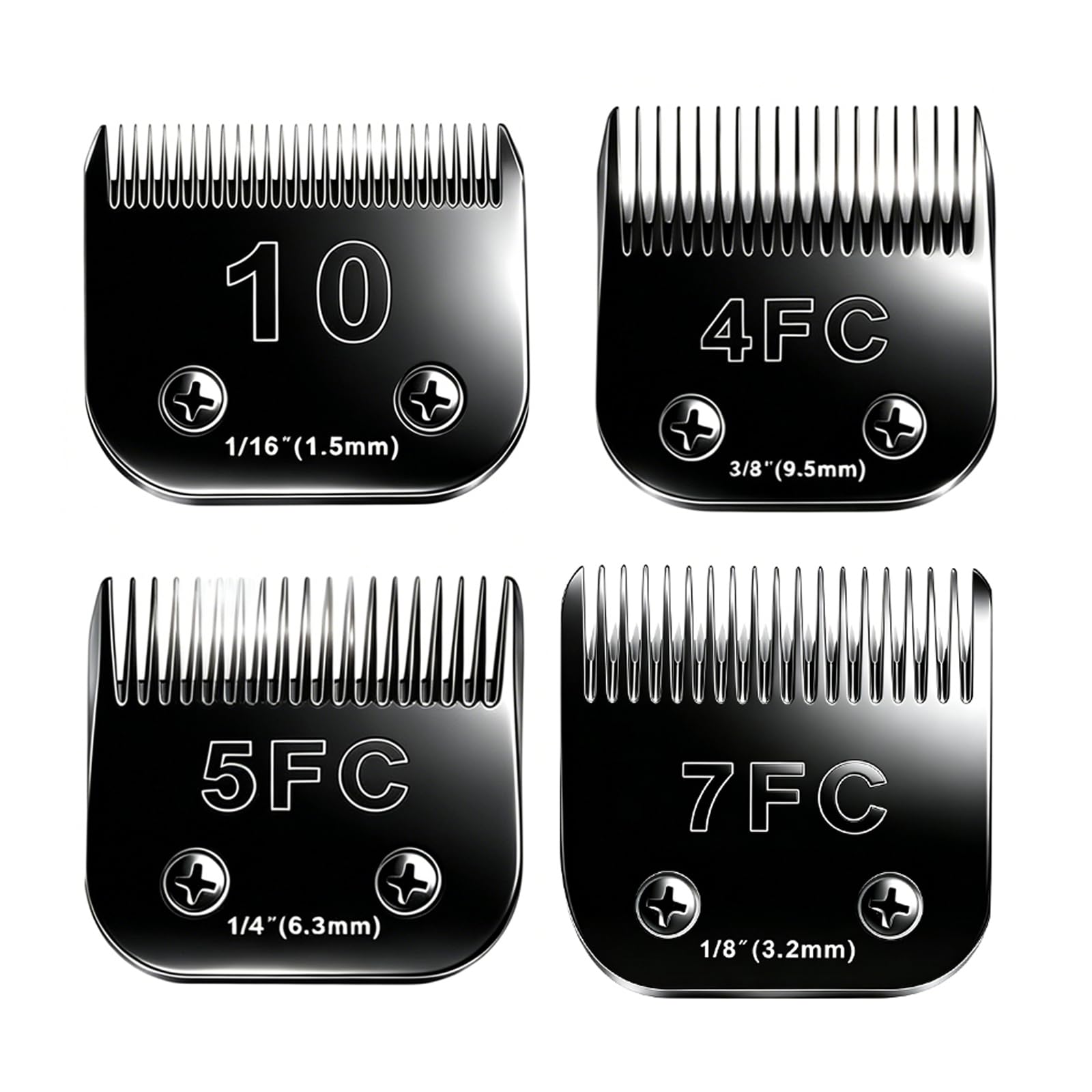 AUDOC 10 Blades Dog Grooming Blades Compatible with Andis/Oster A5/Wahl KM-10 Series Dog Clippers,Detachable Clipper Replacement Blade(4PCS-#10+4FC+5FC+7FC)