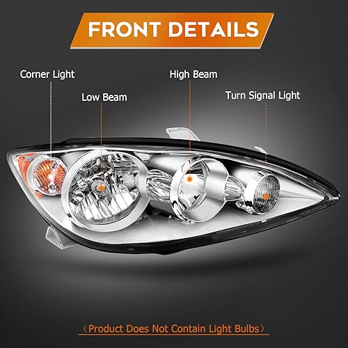 Miniatura 3 de Conjunto de faros delanteros para Toyota Camry 2005-2006 carcasa cromada reflector ámbar lente transparente conductor y pasajero lado faro