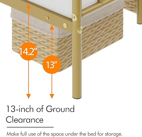 Miniatura 8 de Yaheetech Base de cama de plataforma de tamaño individual con cabecera de diseño de flecha, base de colchón de metal de 13 pulgadas para