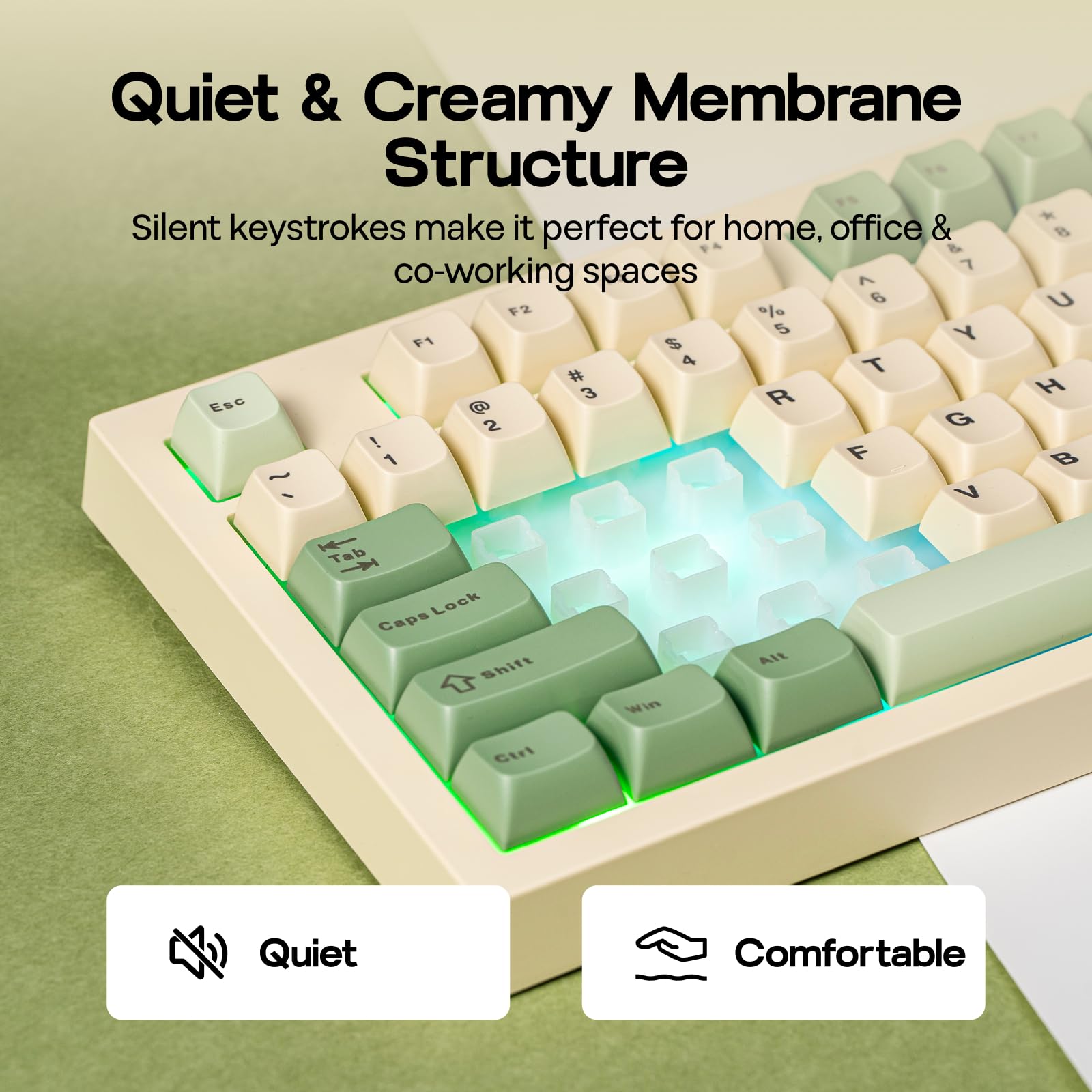 EPOMAKER Aula S102 PRO Membrane Gaming Keyboard with TFT Screen, Volume Knob & Number Pad, BT/2.4G/USB, RGB Backlit, Creamy Silicone Structure, Silent Keyboard for PC Game/Office (Yellow) - 5