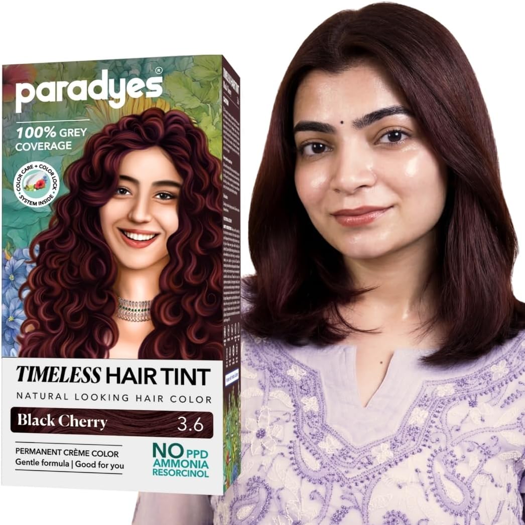 Black Cherry Hair Color | Timeless Hair Tint for Grey Coverage | No PPD, Ammonia or Resorcinol | Long-Lasting Crème Formula | 3.6 Black Cherry | 120g