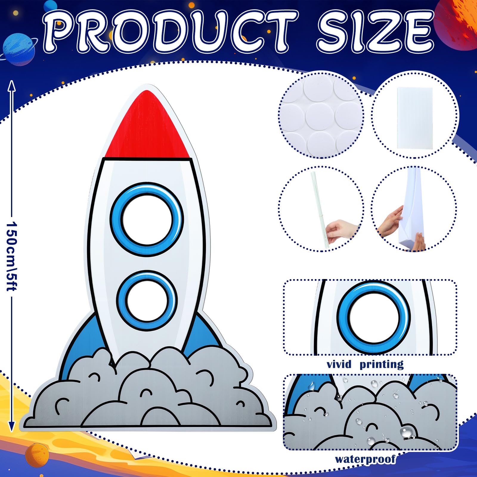 Amyhill Decoración de cartón con diseño de cohete espacial de 5 pies