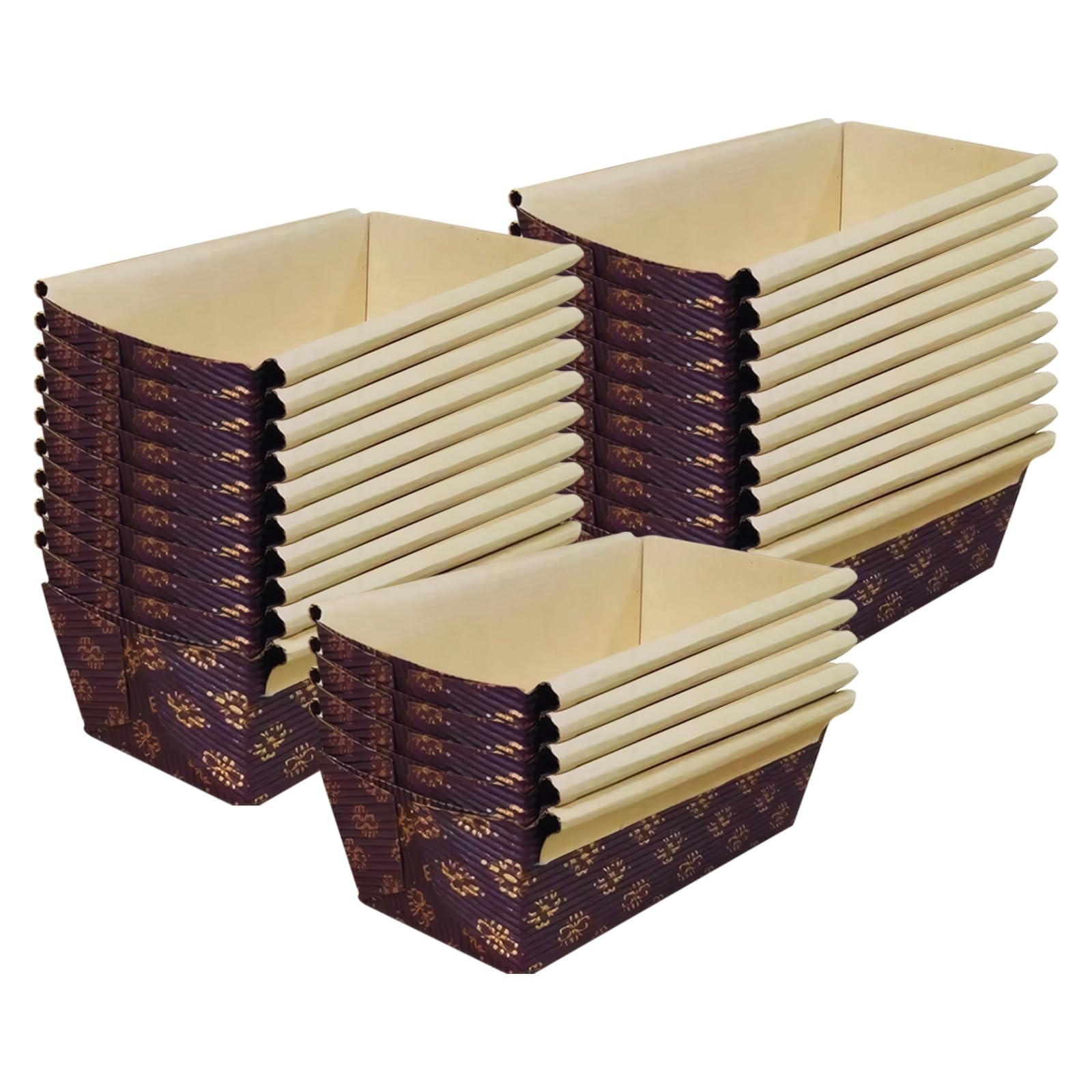25 Stk. Papier-Backformen für Brot, 15 x 6,5 x 5 cm, mittelbraune quadratische Backcups, für Lebensmittel geeignet, verdickt, hitzebeständig, Einweg-Backformen