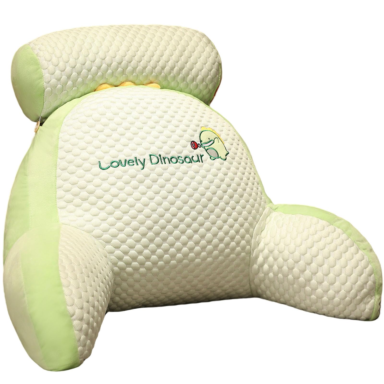 Foribyw Grey Bed Reading Pillow Comfortable Reading Cushion Detachable Backrest Pillow Soft Chair Cushion Multifunctional Arm Rests Back Support Pillow 60X45x20cm For Reading Relaxing Watching Tv Games(Dinosaur)