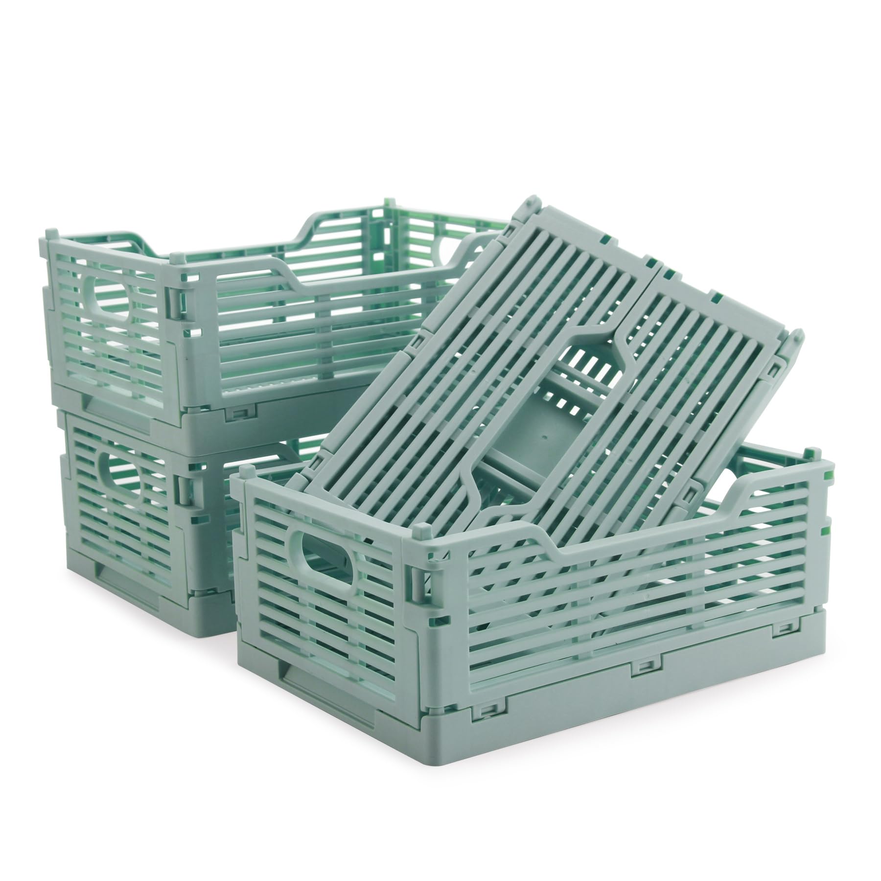 Lot de 4 caisses de rangement pliables et empilables bleues 22x15x9 cm