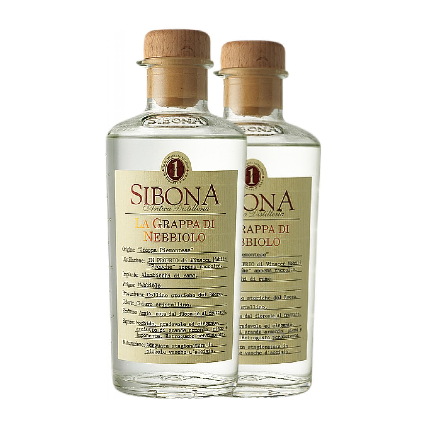 Grappa Sibona Nebbiolo Botella Medium 50 cl (Caja de 2 Botella Medium de 50 cl)