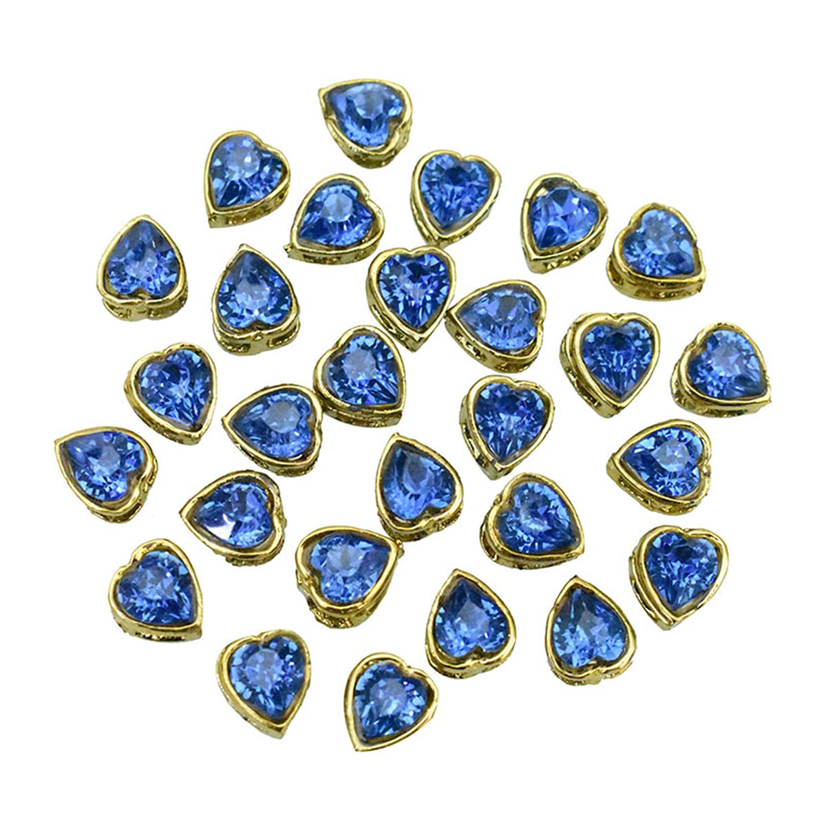 Embroiderymaterial Flatback Sew On Kundan Beads/Rhinestone/Gem Stone for Craft, Embroidery, Jewellery Making, Dresses, Embellishments, Bracelet Making (6X7MM, Heart Shape, Ruby Blue Color, 50 Pieces)
