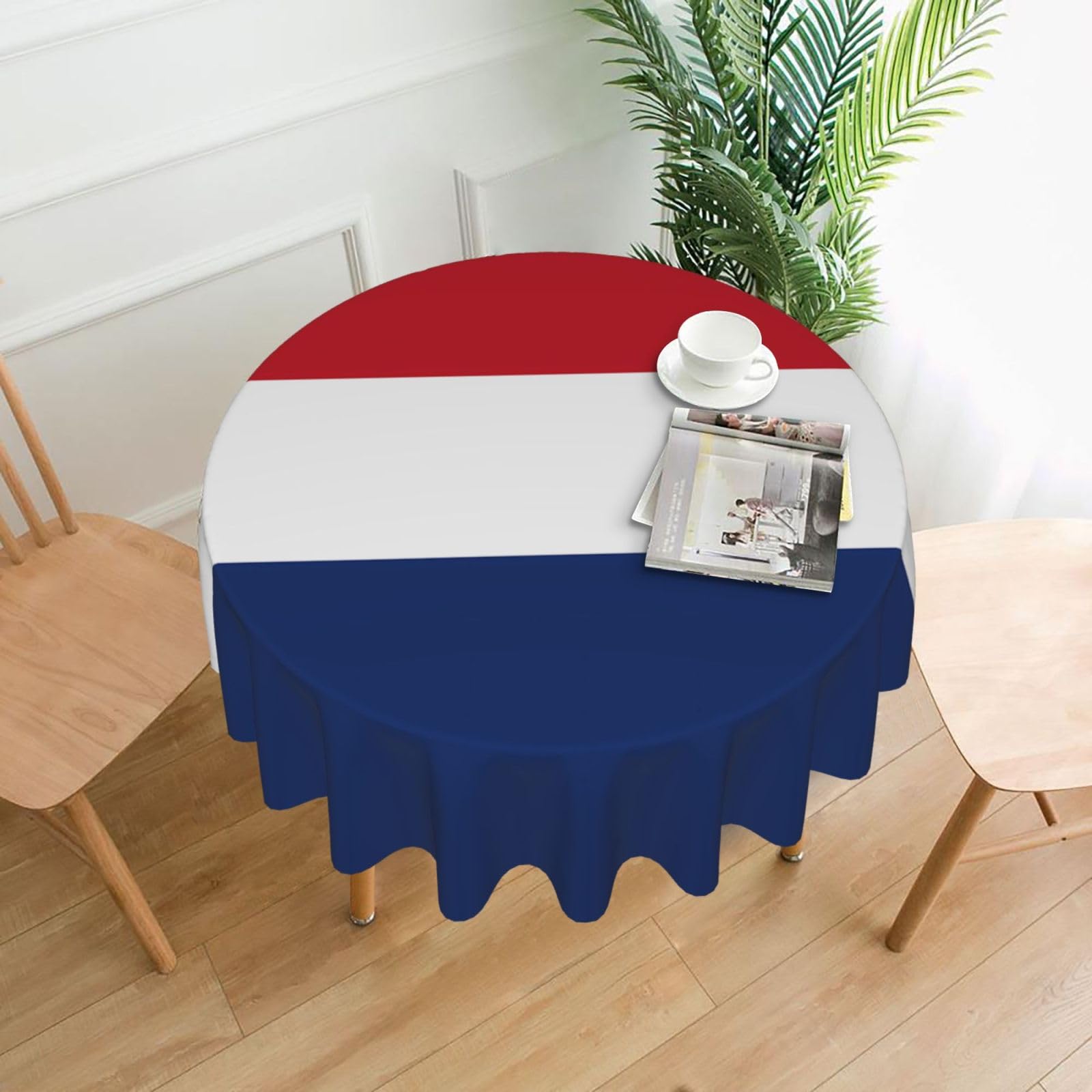 ZHAOUR Dutch Flag Print Round Washable Tablecloth – Table Cover