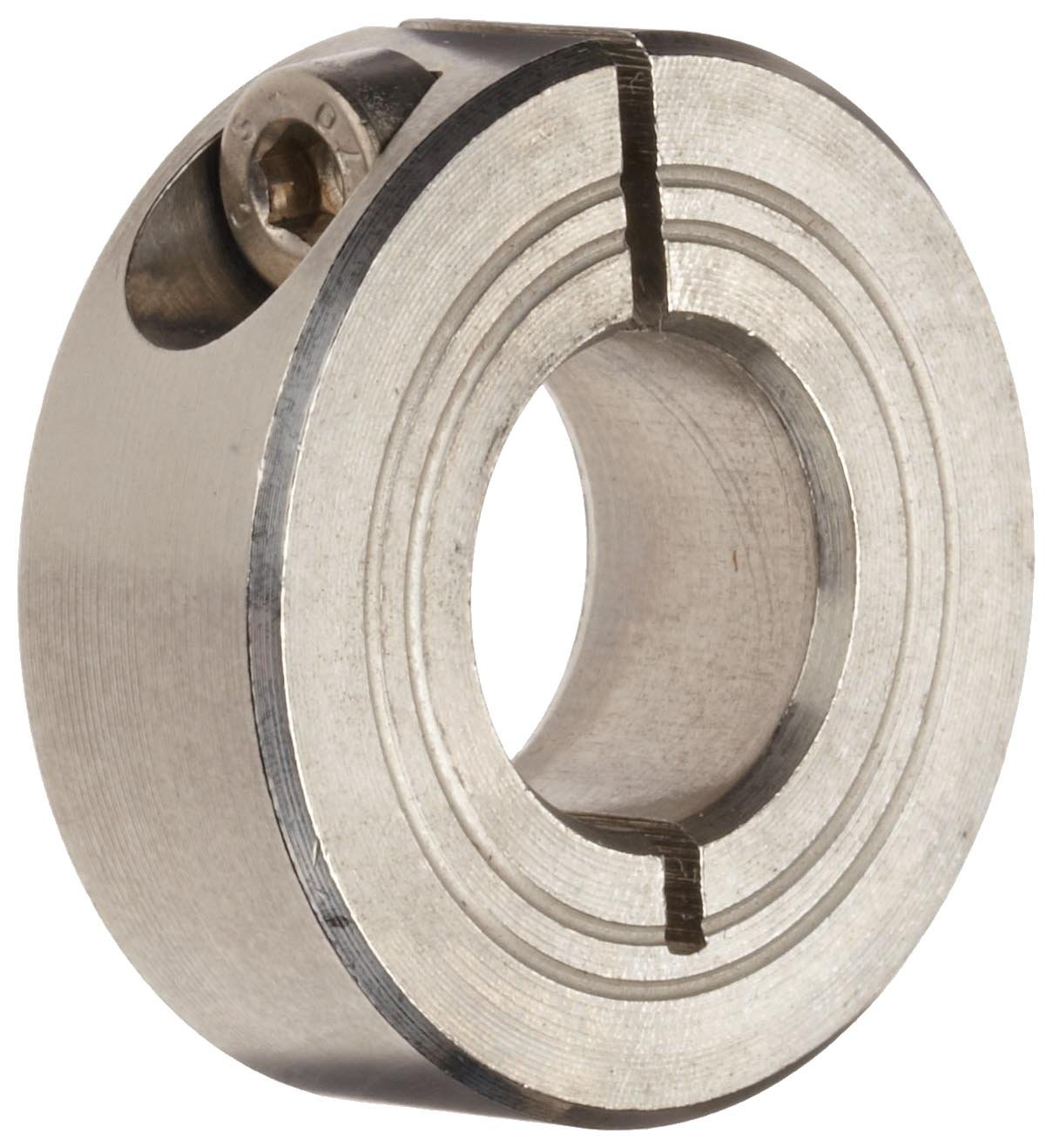 Climax Metal M1C-10-S Shaft Collar, One Piece, Clamp Style, Stainless Steel, 10mm Bore, 25.4mm OD, 9mm Width, With M3x10 Clamp Screw