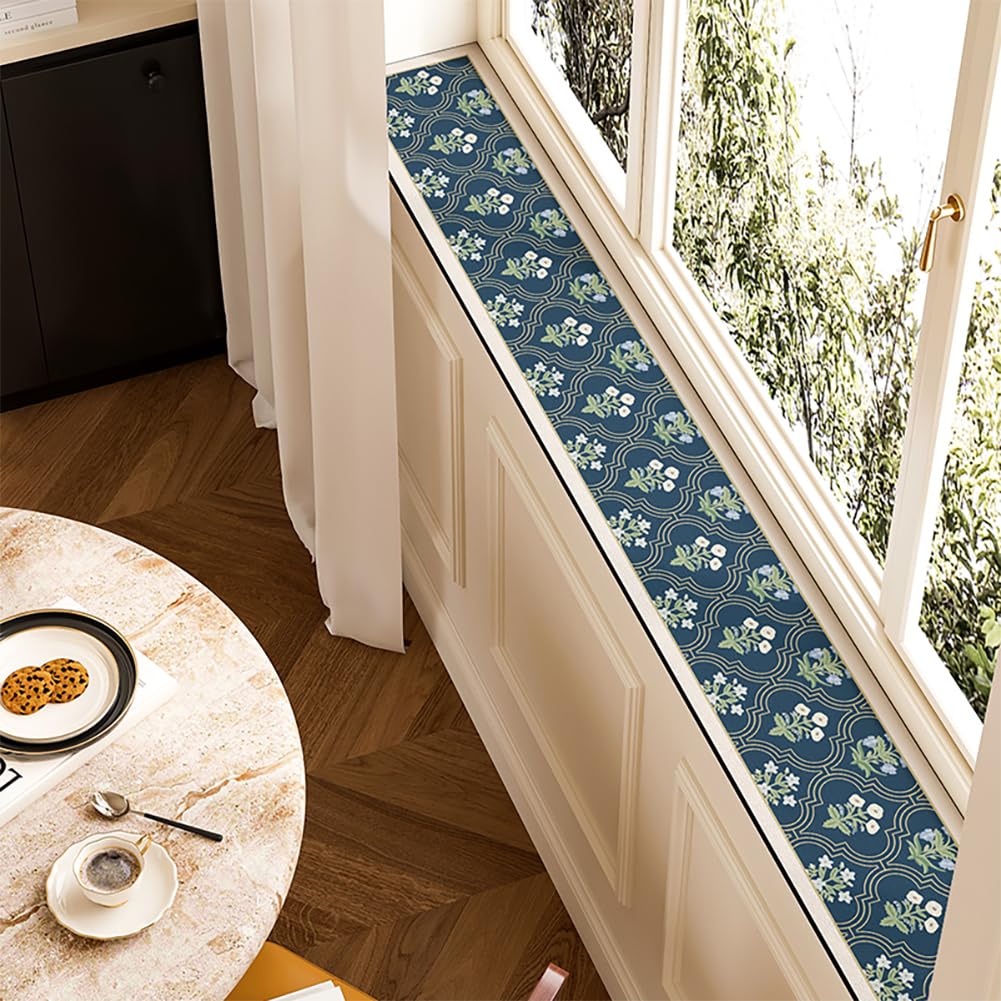 QHanky Window Sill Mat,15x290cm Diatomaceous Earth Absorbent Mat With Rubber Backed,Non Slip Cushion For Windowsill,Quick Drying Cuttable Pad,Easy To Clean,for Hallway Bedroom Home (Multicolour A)