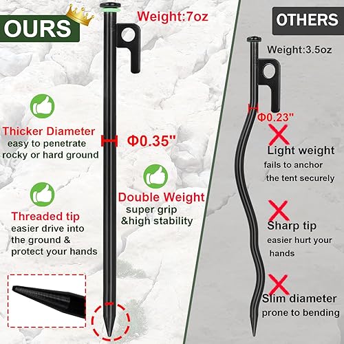 Miniatura 2 de Estacas de tienda de campaña de 8162024 piezas, estacas de tienda de campaña resistentes de 81216 pulgadas con bolsa de almacenamiento, estacas de