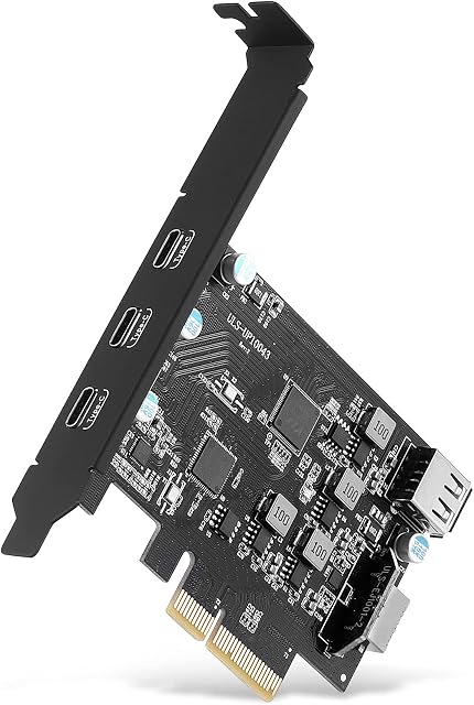 PCI-E to USB 3.2 Expansion Card ,3.2 gen2 10Gpbs (3X USB C, 1x USB A, 1x USB Type E A Key) , USB C PCI Express Card, A-Key 20 Pin Header for Type C Front Panel Mount Adapter