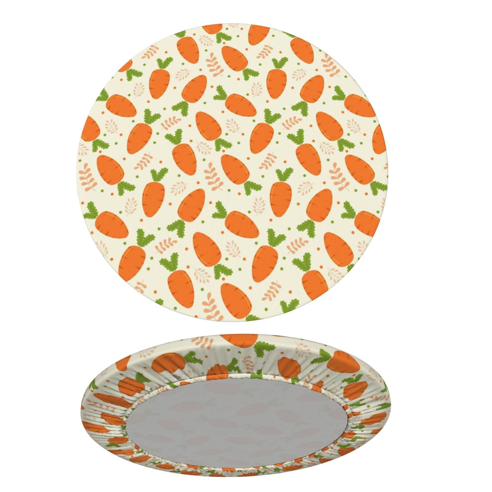 Delerain Cartoon Carrot Round Fitted Tablecloth, Waterproof Round Table Cloth with Elastic Edged Washable Table Cover for Indoor Outdoor Fits 40