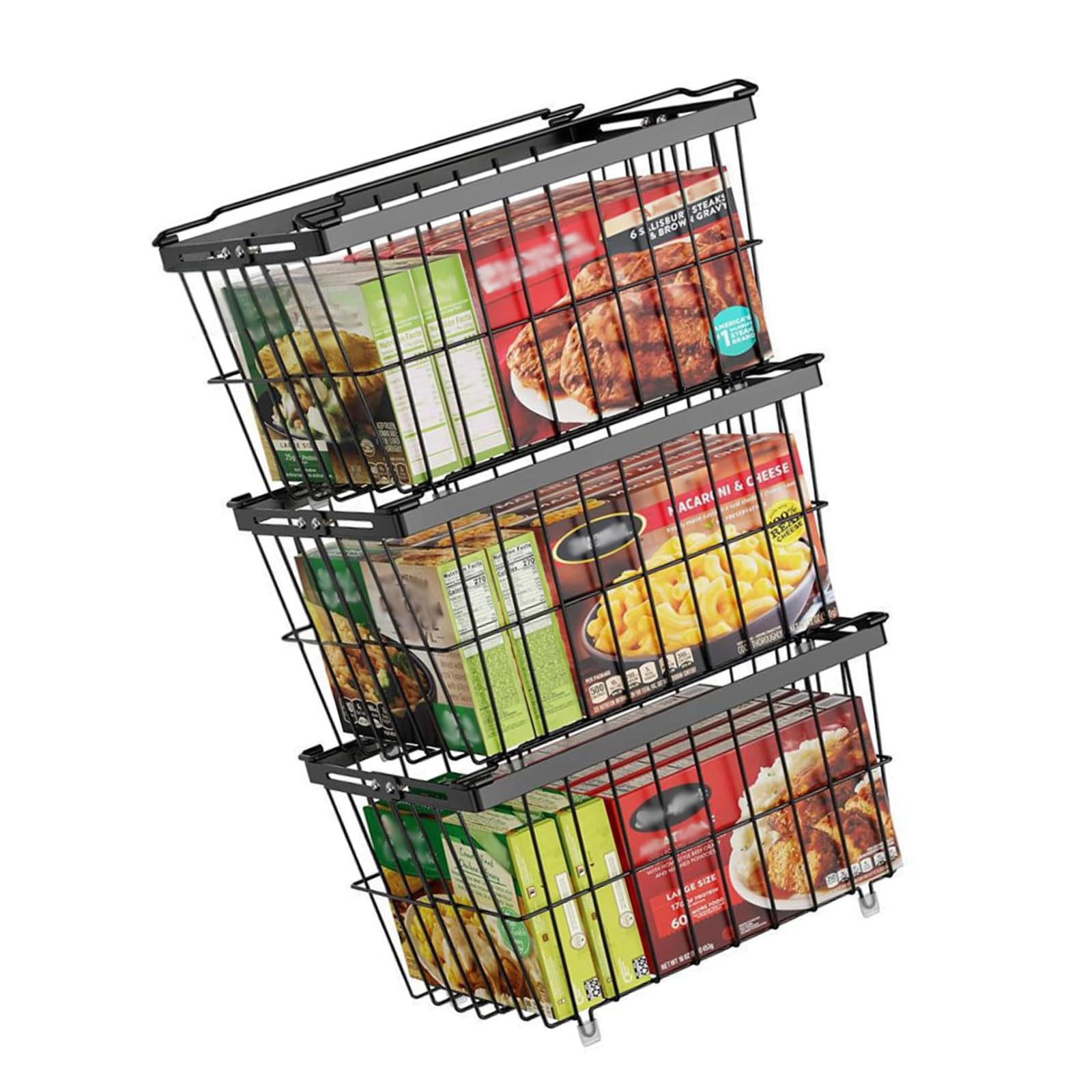 Nucelit Modifiable Refrigerator Planner Basket with Stackable Plan for Freezing Food Storage Strong Metal Wire Kitchen Container Freezer Safe Modifiable Storage Basket