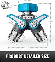 Vista 7 de RAINPOINT Divisor de manguera de jardín, divisor de espiga en Y de manguera de agua resistente de 2 vías con válvulas de cierre, divisor de grifo
