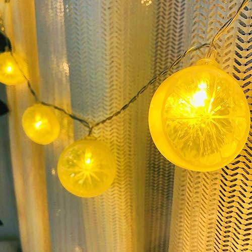 Tira de luces de limón enchufable rebanada de limón de frutas para dormitorio boda fiesta decoración de jardín de Navidad 98ft20 LED limón amarillo